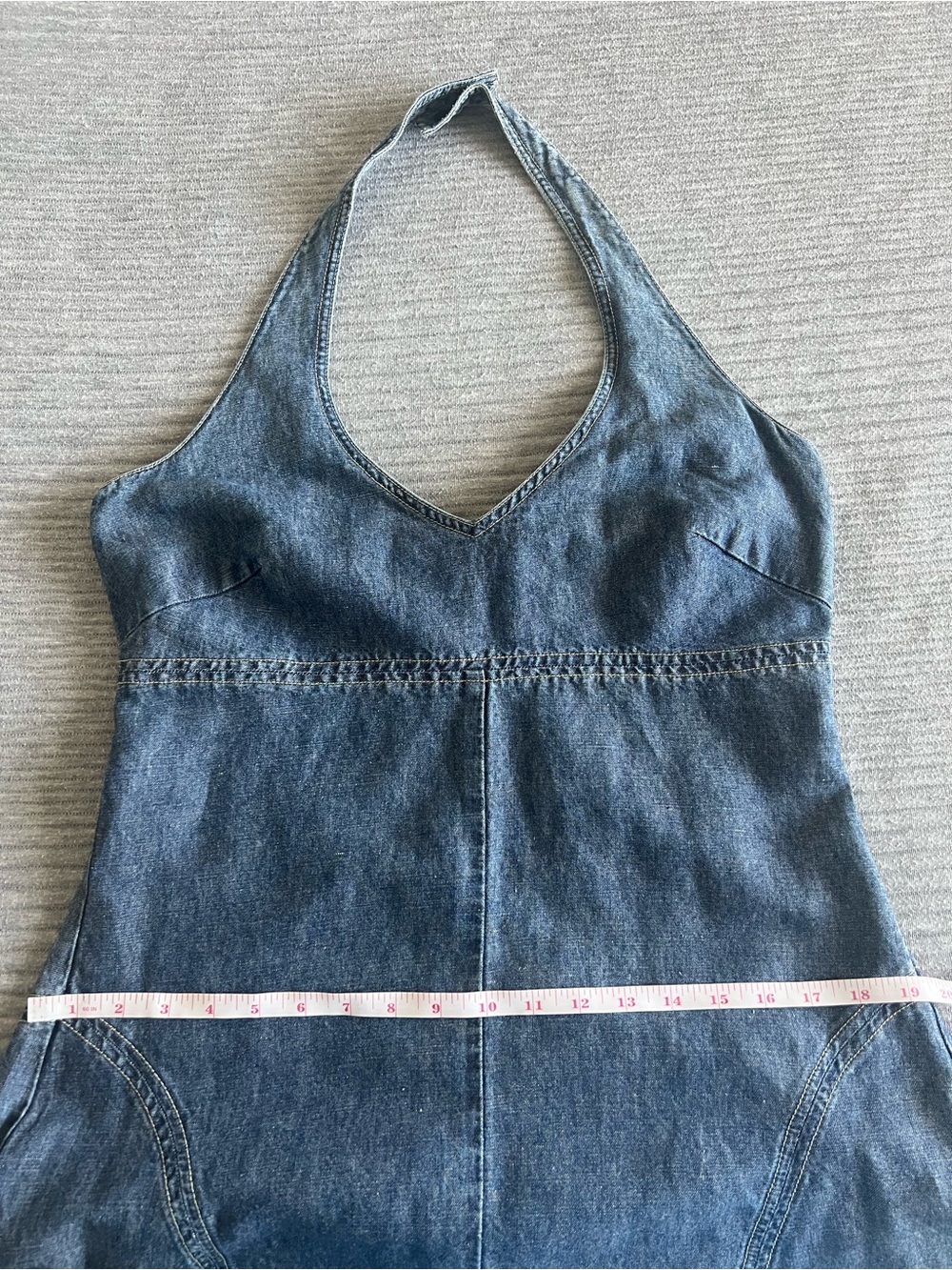 Calvin Klein Blue Denim Midi Halter Dress - Picture 11 of 12